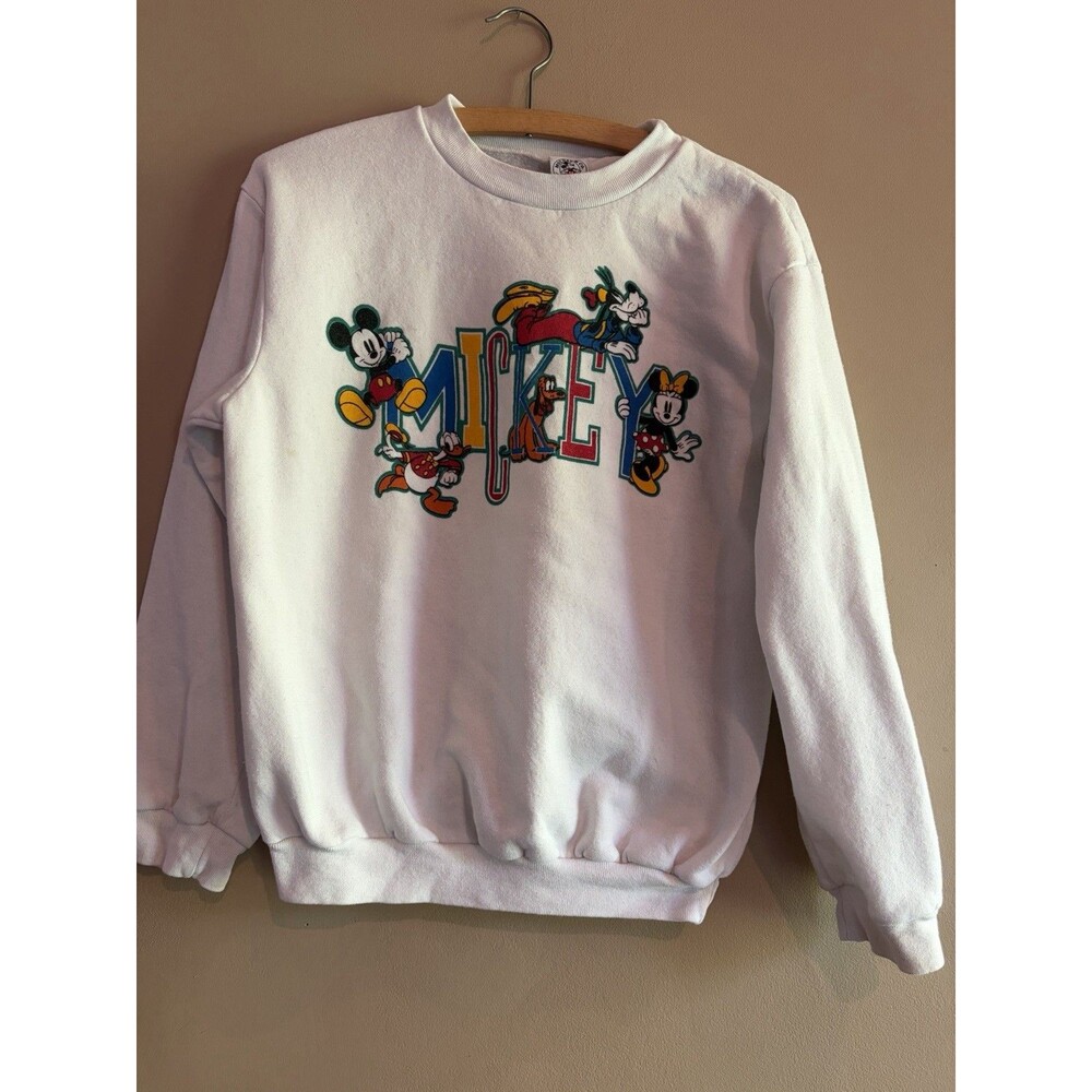Vintage Disney Mickey Mouse Sweatshirt Size Small 90s White Mickey & Co Friends - Picture 1 of 8